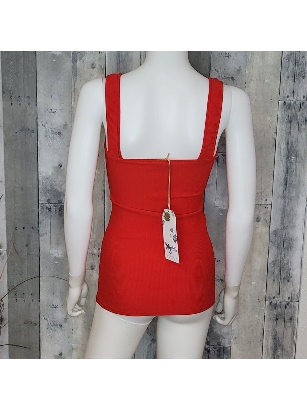 NWT SHOW Me Your MuMu Rory Ribbed Square Neck Top - Picture 5 of 9